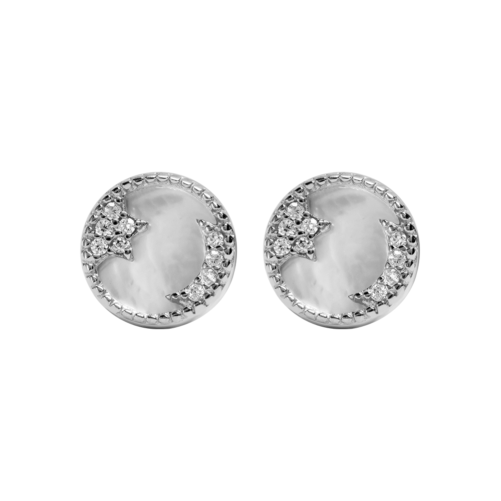 STERLING SILVER STUD EARRINGS with WHITE CZ